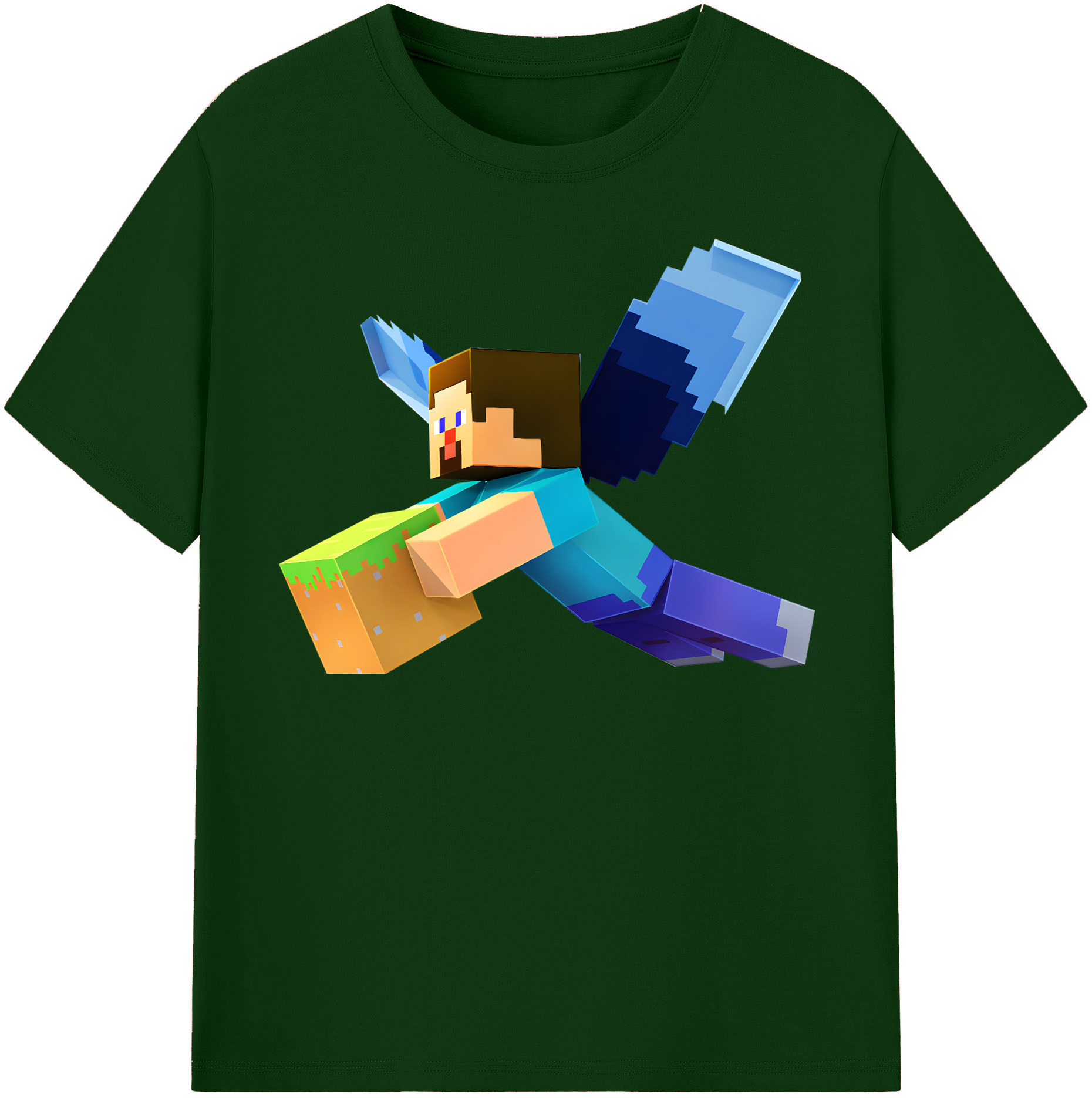 （画像用） マインクラフト ブロックの世界 Minecraft MC Block world 綿100％半袖Tシャツ（フロントプリント）